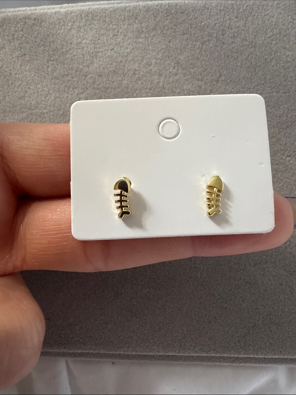 Gold Fishbone Stud Earrings - Women Jewelry